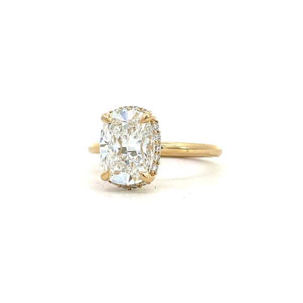 14K Yellow Gold Lab Grown Elongated Cushion cut Diamond with Hidden Halo and Polished Band - 2.87ctw Corinth Jewelers Corinth, MS