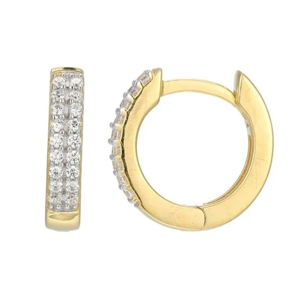 Gold Plated Round Shape Lab Grown Diamond Huggie Hoop Earrings - 0.18 ctw Corinth Jewelers Corinth, MS