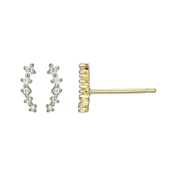 Gold Plated Lab Grown Round Diamond Petite Climber Stud Earrings - 0.05 ctw Corinth Jewelers Corinth, MS