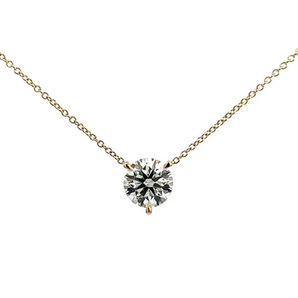 14 Karat Yellow Gold 2.39 ct Round Shape Lab Grown Diamond with Hidden Halo Solitaire Necklace - 18