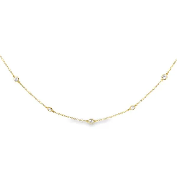 14 Karat Yellow Gold Lab Grown Round Shape Diamond by the Yard Necklace - 1.065 ctw / 16-20