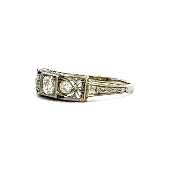 18 Karat White Gold 3-Stone Old Mined Cut Diamond Estate Ring - 0.59 ctw Image 2 Corinth Jewelers Corinth, MS