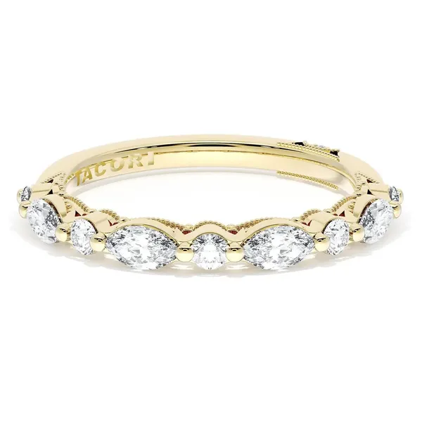Tacori 18Kt Yellow Gold Alternating Marquise and Round Brilliant Diamond Wedding Band Cornell's Jewelers Rochester, NY