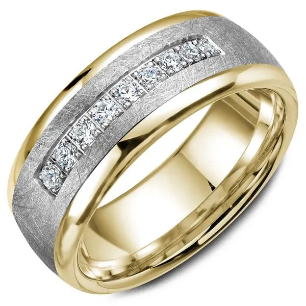 7.5mm Yellow And White Gold Diamond Wedding Band Cornell's Jewelers Rochester, NY