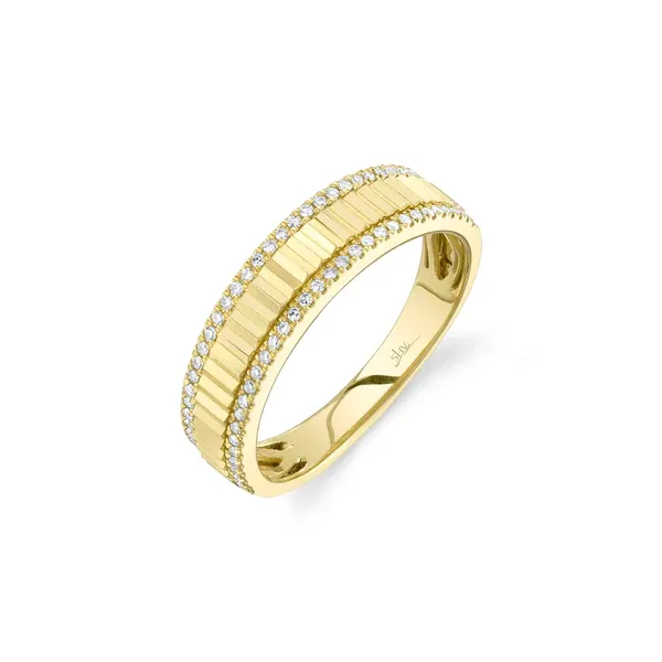 Cornells Collection 14KT Yellow Gold Ridged Double Row Diamond Ring Cornell's Jewelers Rochester, NY