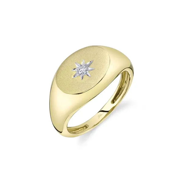 14kt Yellow Gold Diamond Star Signet Ring Cornell's Jewelers Rochester, NY