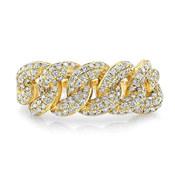 14Kt Yellow Gold Pave Cuban Link Diamond Ring Cornell's Jewelers Rochester, NY