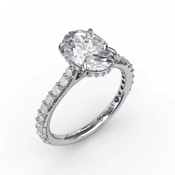 Fana Classic Oval Diamond Solitaire Engagement Ring With Hidden Pavé Halo Cornell's Jewelers Rochester, NY