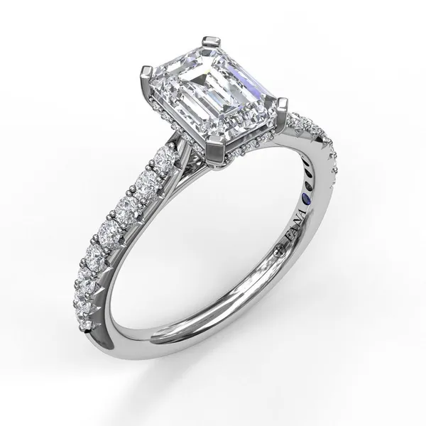 Fana Emerald Cut Solitaire With Hidden Halo Cornell's Jewelers Rochester, NY