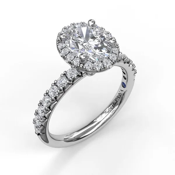Fana Classic Diamond Halo Engagement Ring with a Gorgeous Side Profile Cornell's Jewelers Rochester, NY