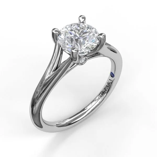 Fana Round Cut Solitaire With Delicate Split Band Cornell's Jewelers Rochester, NY