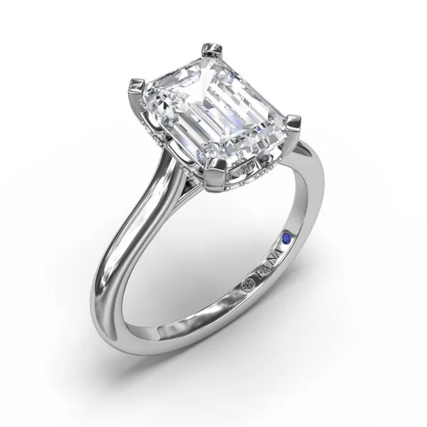 Fana 14kt White Gold Solitaire Cathedral Mounting Cornell's Jewelers Rochester, NY