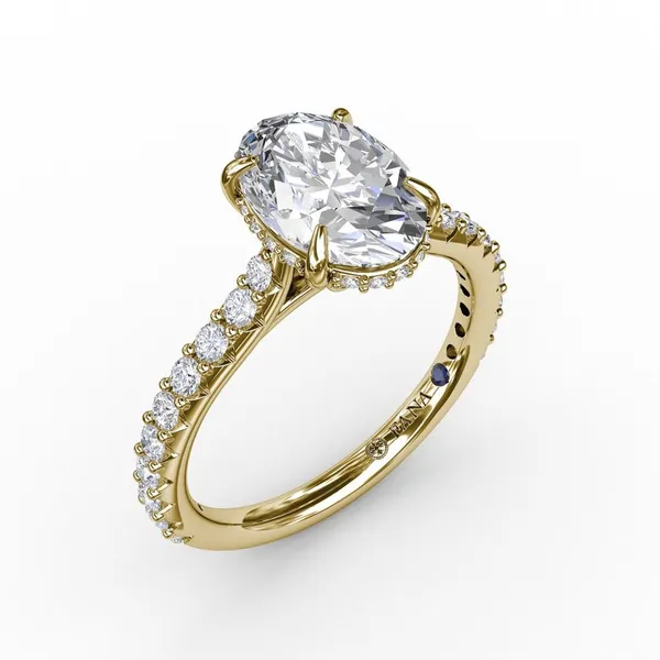 Fana 14kt Yellow Gold Hidden Halo Diamond Catherdral Mounting Cornell's Jewelers Rochester, NY