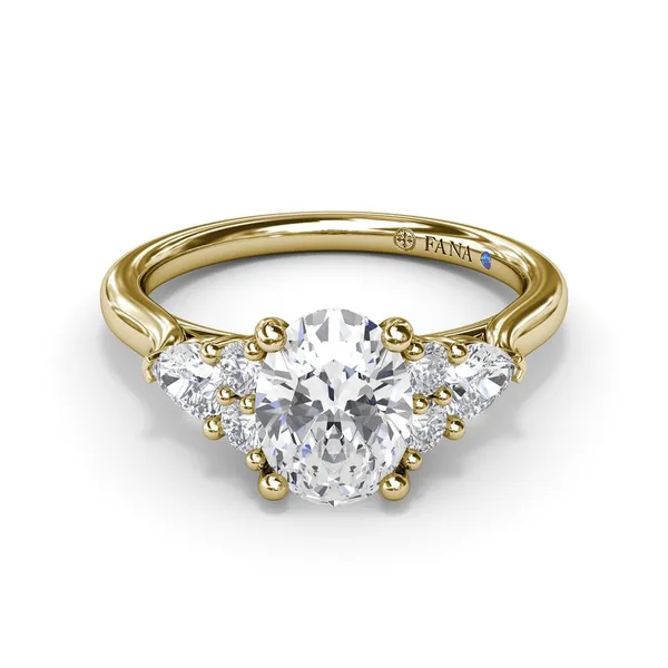 Fana 14kt Yellow Gold Pear and Round Diamond Mounting Cornell's Jewelers Rochester, NY