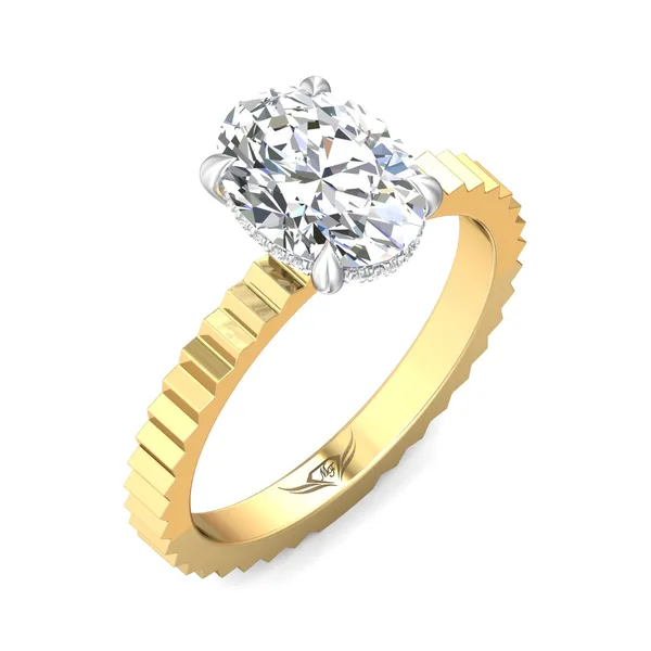 Martin Flyer 14kt Yellow and White Gold Solitaire Textured Mounting Cornell's Jewelers Rochester, NY
