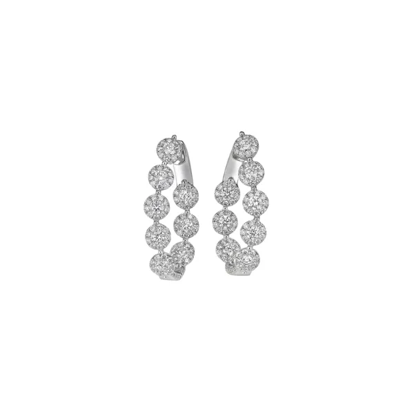 18KWG DIAMOND BOUQUET HOOP EARRINGS 2.54 CTW Cornell's Jewelers Rochester, NY