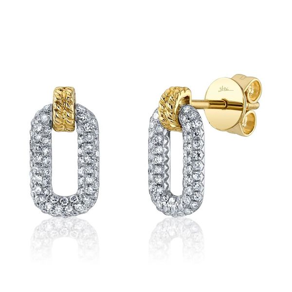 Cornells Collection 14KT White And Yellow Gold Pave Link Earrings Cornell's Jewelers Rochester, NY
