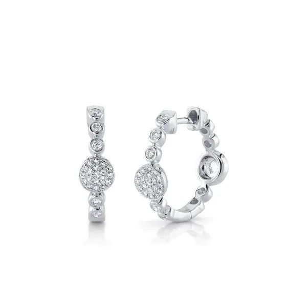 KATE 0.23CT DIAMOND PAVE CIRCLE BEZEL HOOP EARRING Cornell's Jewelers Rochester, NY