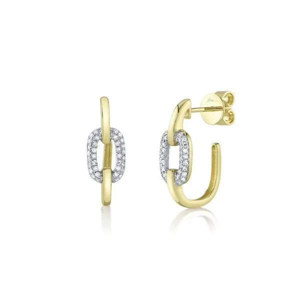 Cornells Collection 14KT Yellow Gold Diamond Link Hoop Earrings Cornell's Jewelers Rochester, NY