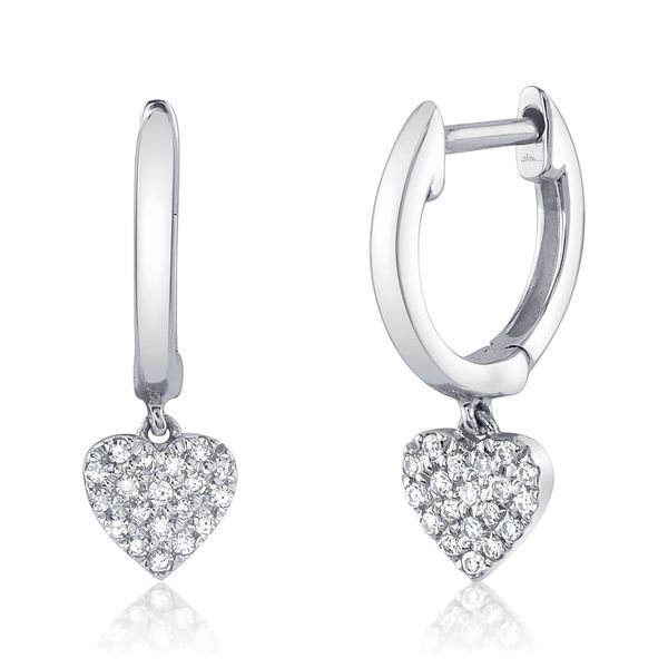 Shy Creation Pave Diamond Heart Huggie Earrings Cornell's Jewelers Rochester, NY