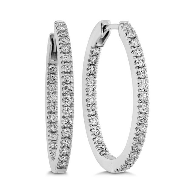 Memoire Oval Diamond Hoop Earrings Cornell's Jewelers Rochester, NY