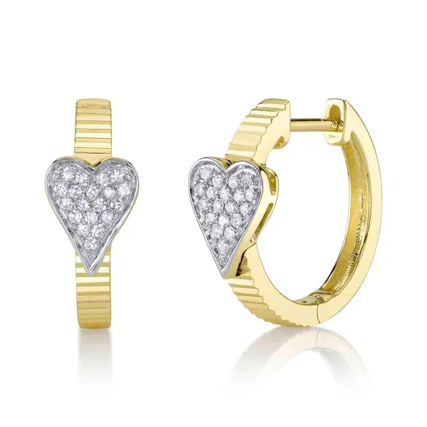Cornells Collection Pave Set Diamond Heart Huggie Earrings Cornell's Jewelers Rochester, NY