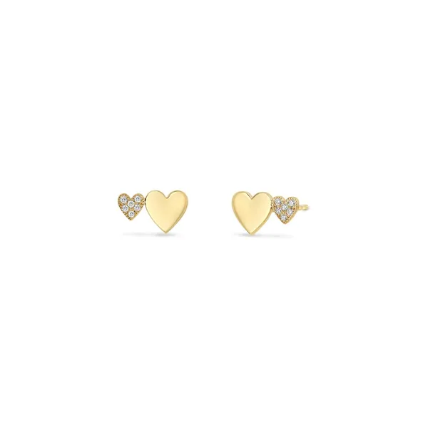 Midi And Itty Bitty Joined Hearts Diamond Stud Earrings Cornell's Jewelers Rochester, NY
