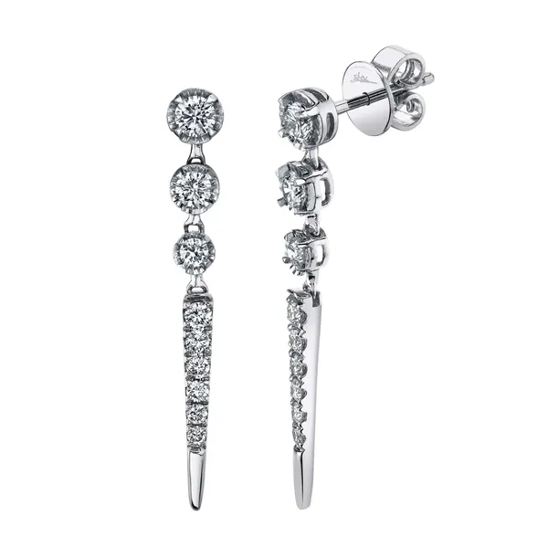 14kt White Gold Diamond Drop Stud Earrings Cornell's Jewelers Rochester, NY
