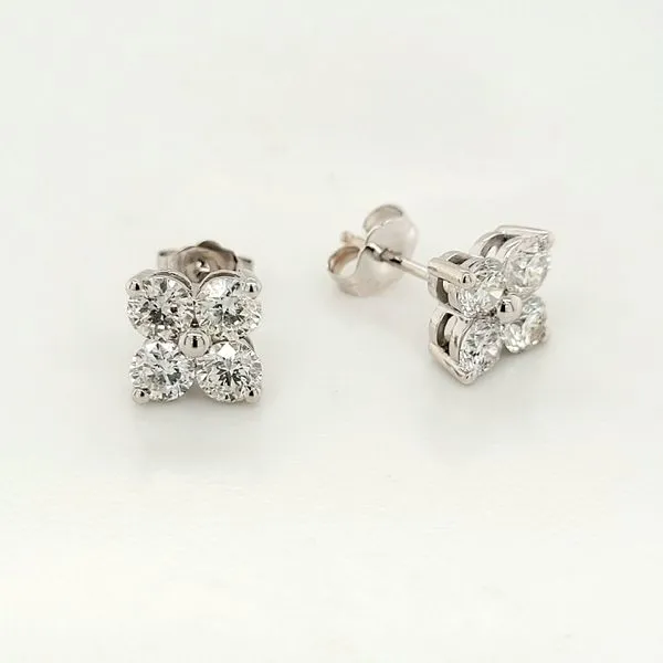 14Kt White Gold 4 Stone Cluster Earring Cornell's Jewelers Rochester, NY