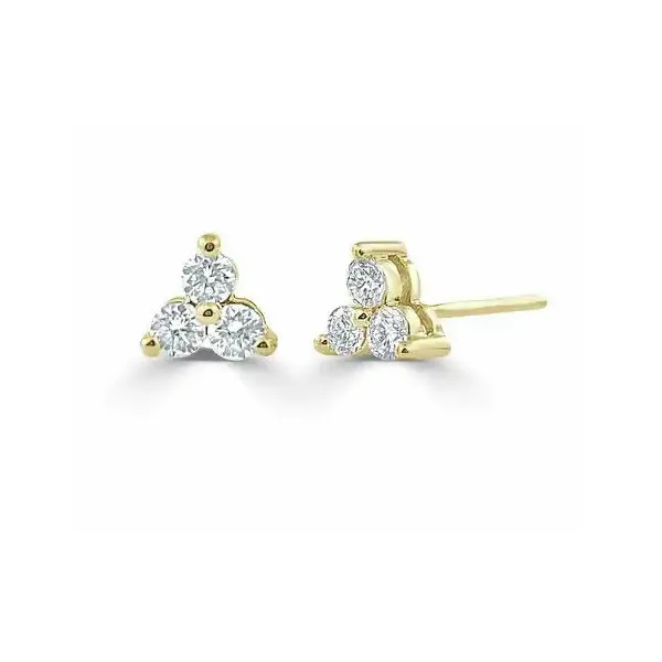 14Kt Yellow Gold 3-Stone Cluster Stud Cornell's Jewelers Rochester, NY
