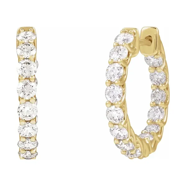 14kt Yellow Gold Inside-Outside Diamond Hoop Cornell's Jewelers Rochester, NY