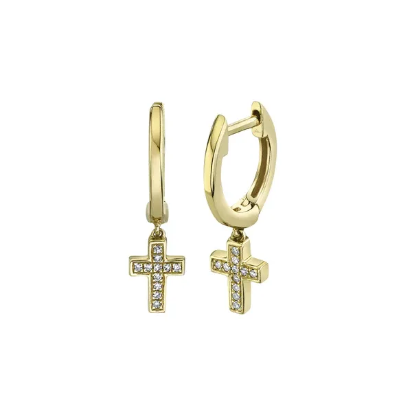 Diamond Cross Huggie Hoop Earrings Cornell's Jewelers Rochester, NY
