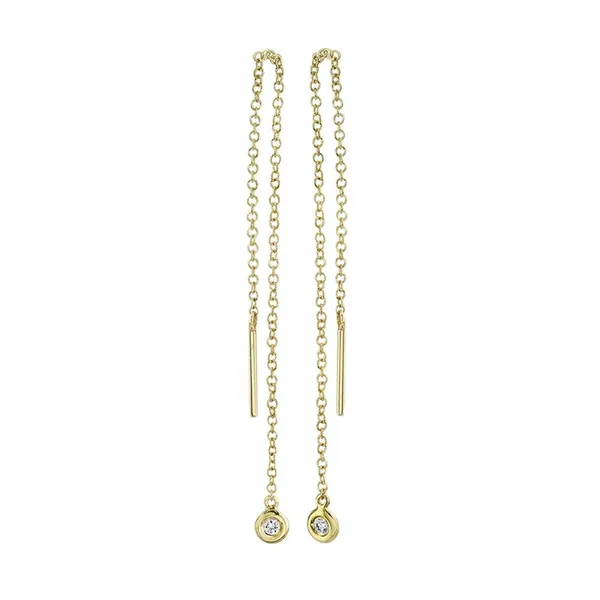 Cornells Collection Bezel Set Diamond Threader Earrings Cornell's Jewelers Rochester, NY