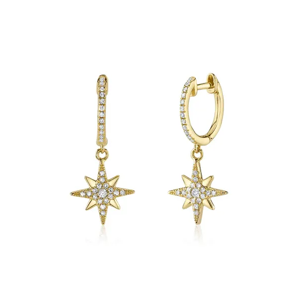 Cornells Collection 14kt Yellow Gold Diamond North Star Dangle/Drop Earrings Cornell's Jewelers Rochester, NY