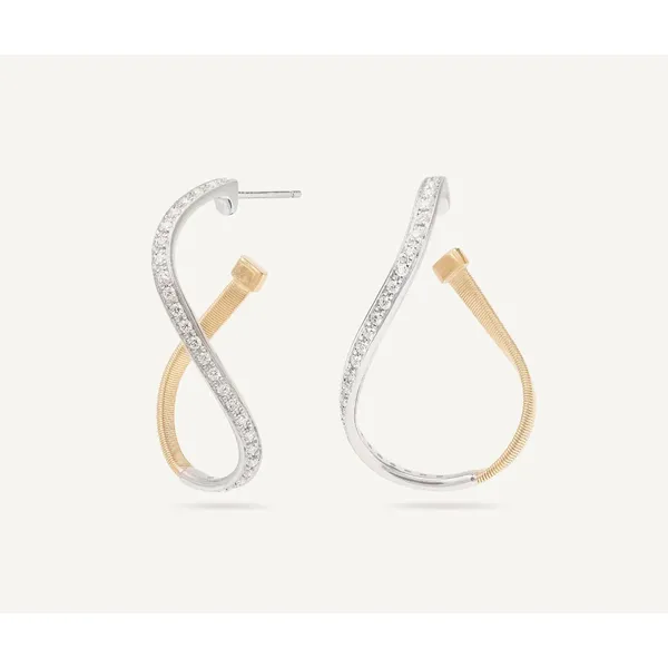 Marco Bicego 18kt Two-Tone Gold Marrakech Twisted Diamond Earrings Cornell's Jewelers Rochester, NY