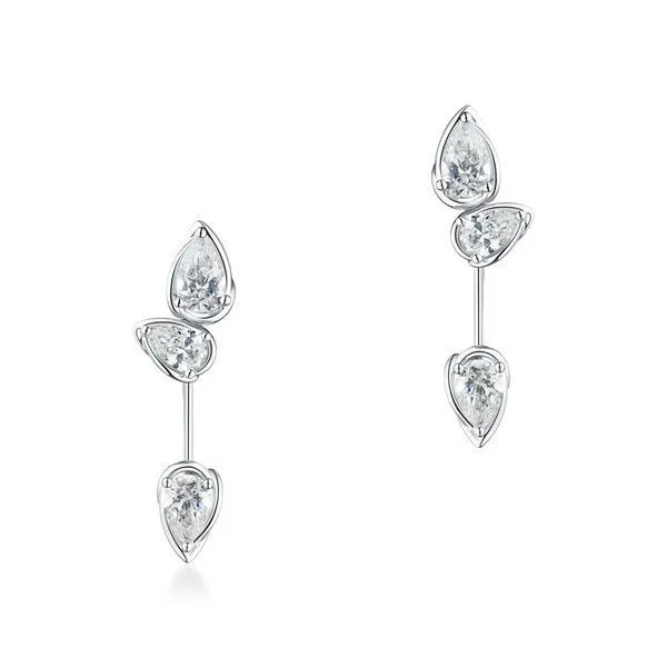 A.link 18K White Gold Pear Diamond Toi Et Moi Stud Earrings Cornell's Jewelers Rochester, NY