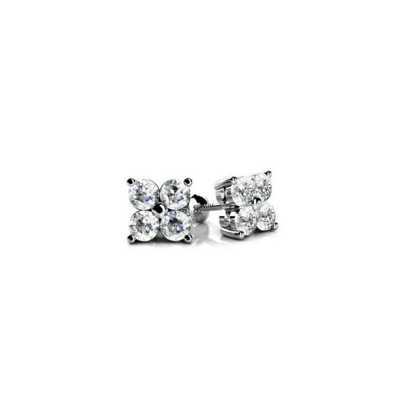 14kt White Gold 4 Stone Cluster Earring Cornell's Jewelers Rochester, NY