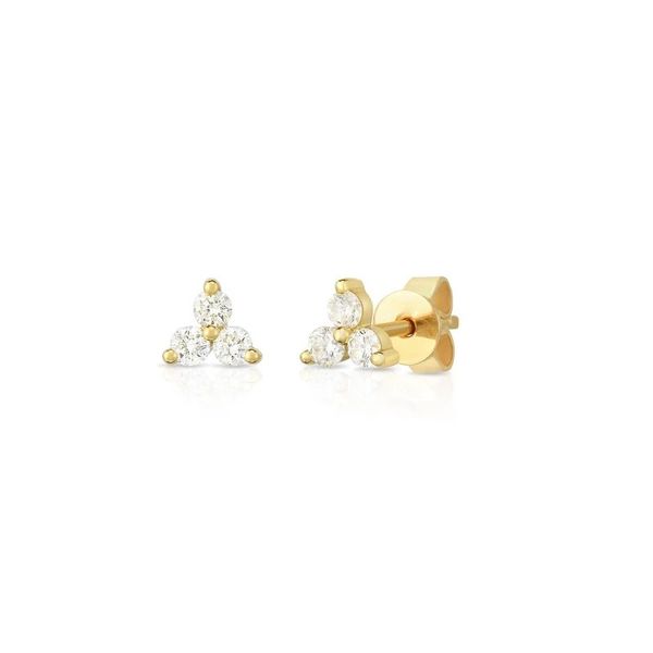 14Kt Yellow Gold 3-Stone Cluster Stud Cornell's Jewelers Rochester, NY