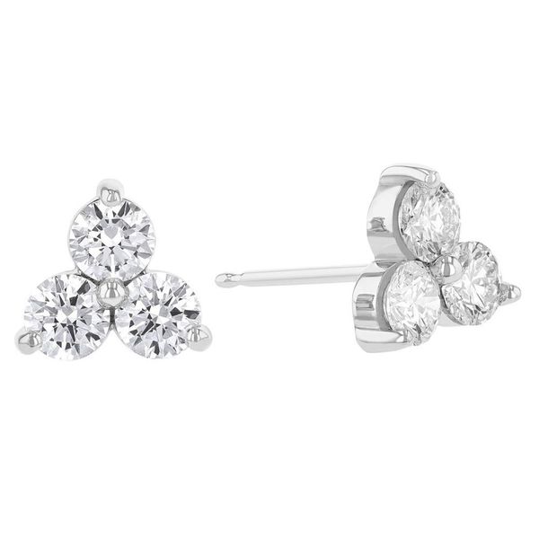 14Kt White Gold 3-Stone Cluster Stud Cornell's Jewelers Rochester, NY