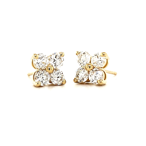 14kt Yellow Gold 4 Stone Cluster Earring Cornell's Jewelers Rochester, NY