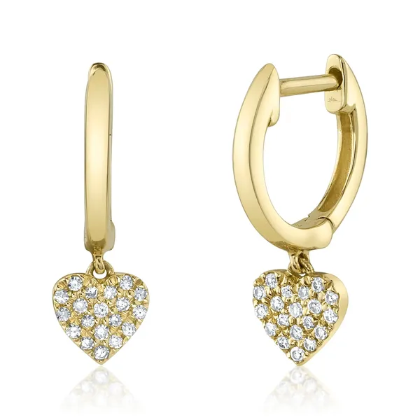 Pave Diamond Heart Huggie Earrings Cornell's Jewelers Rochester, NY
