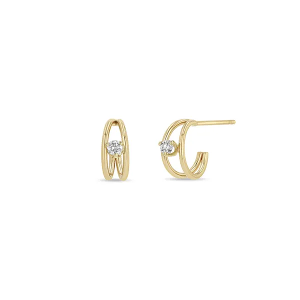 Nested Diamond Double Wire Huggie Hoop Earrings Cornell's Jewelers Rochester, NY