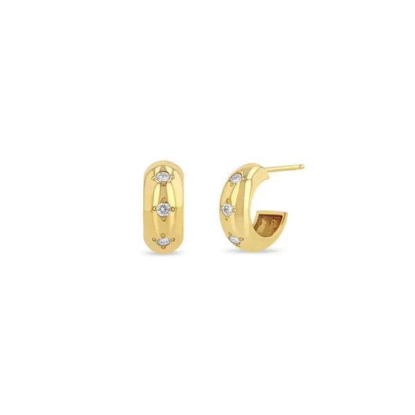 Diamond Chubby Huggie Hoop Earrings Cornell's Jewelers Rochester, NY