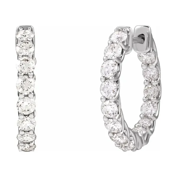 14Kt White Gold Inside/Outside U-Prong Diamond Hoops Cornell's Jewelers Rochester, NY