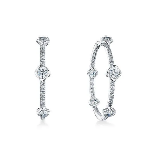 A.Link White Gold Medium Inside-Out Diamond Hoop Earrings Cornell's Jewelers Rochester, NY