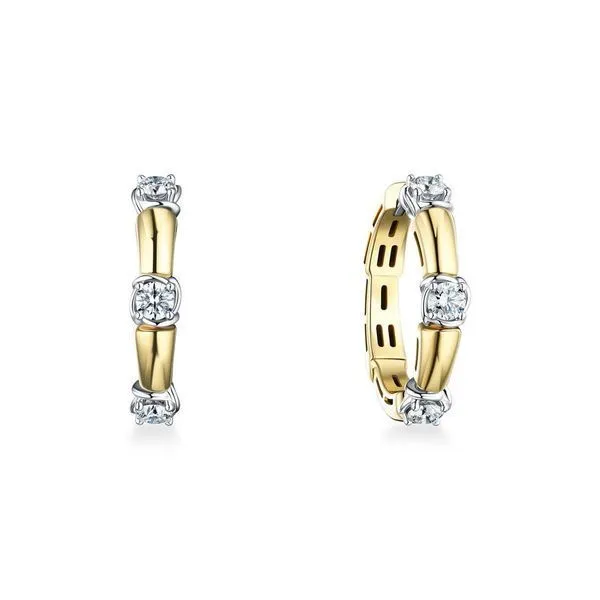 A.Link Two-Tone Gold Small Diamond Station Hoop Earrings Cornell's Jewelers Rochester, NY