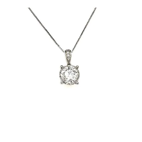 14K White Gold Miracle Mark Round Solitaire Pendant 1.00 CTW Cornell's Jewelers Rochester, NY