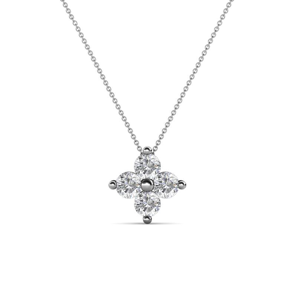 14Kt White Gold Diamond Cluster Flower Pendant Cornell's Jewelers Rochester, NY