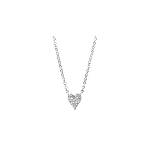 Cornells Collection 14Kt White Gold Pave Heart Necklace Cornell's Jewelers Rochester, NY