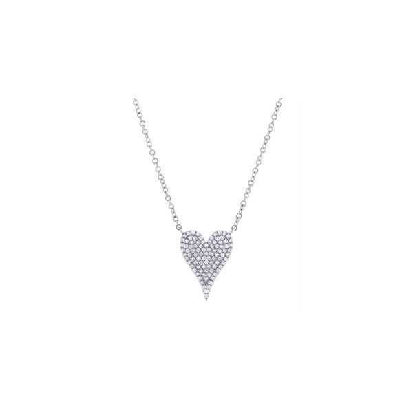 Cornells Collection 14kt White Gold Pave Heart Necklace Cornell's Jewelers Rochester, NY
